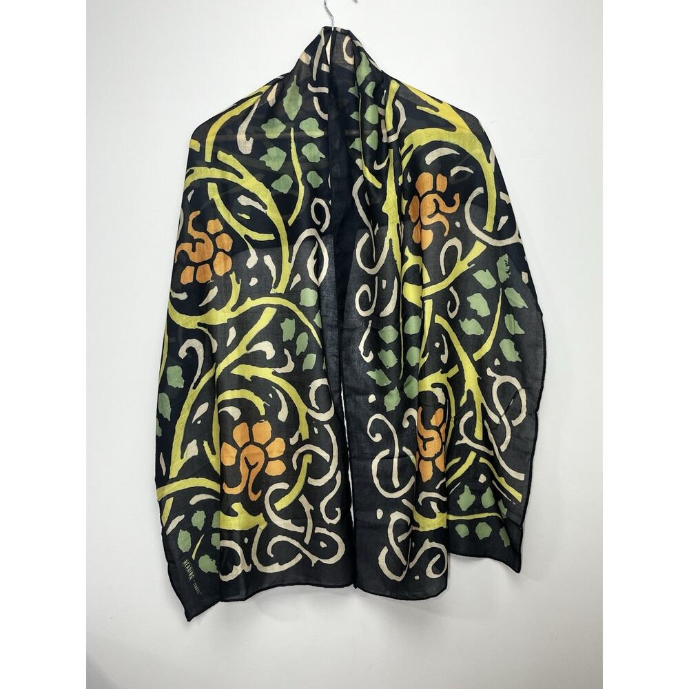 Heading Tendril Lightweight Scarf Black Colorful Spring Summer Artsy 18"X72"